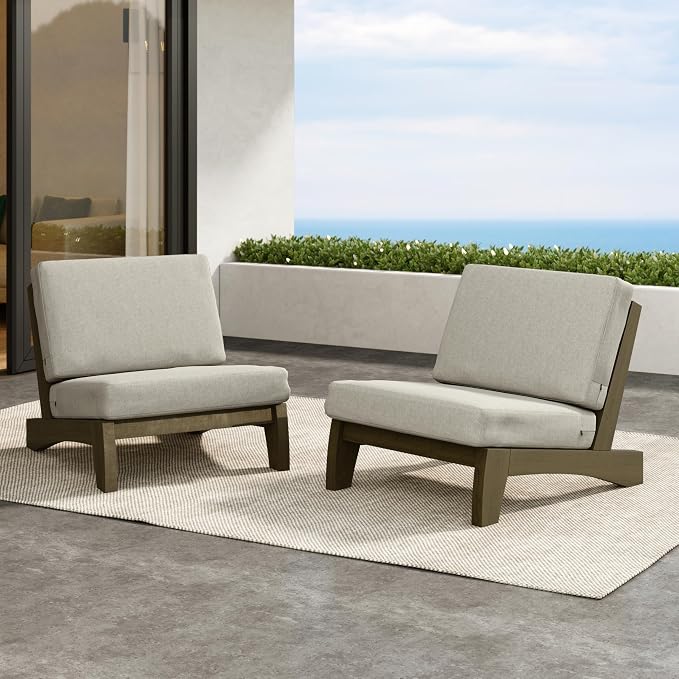 2 Pieces Patio Furniture Sets, All-Weather Outdoor Wood Bistro Set Patio Conversation Chiarsfor Balcony, Backyard