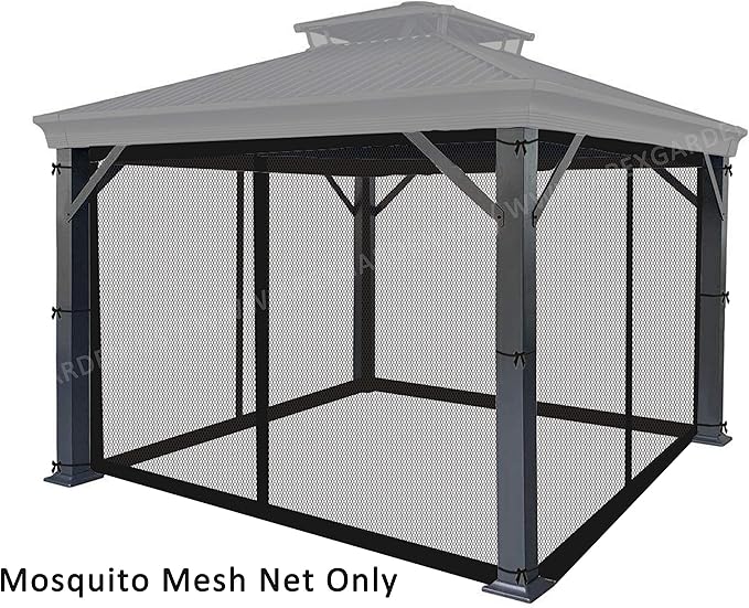 APEX GARDEN 10-ft x 10-ft Gazebo Replacement Mosquito Screen Netting (Black)
