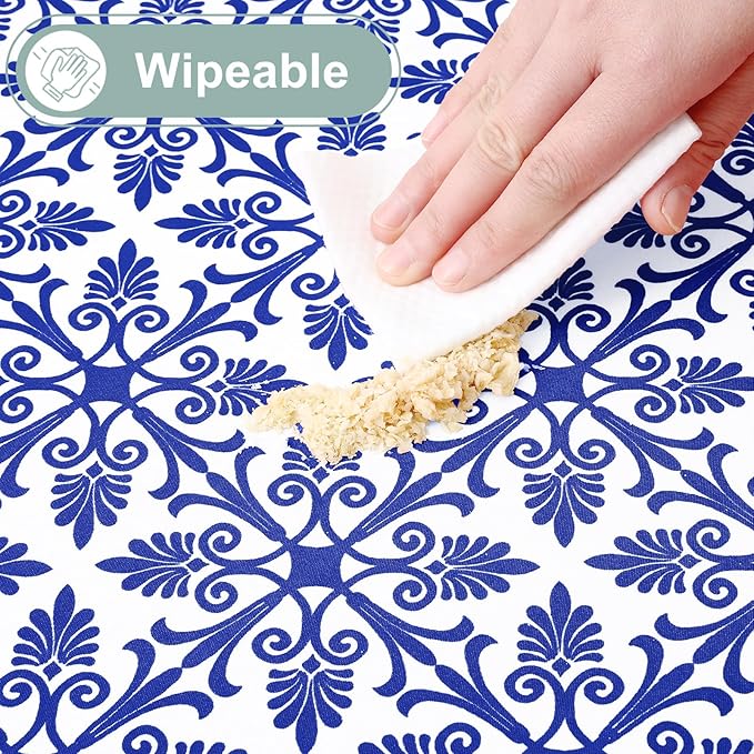 misaya Picnic Table Cover with Bench Cover, Waterproof Elastic Fitted Tablecloth for 5 Foot Tables, Rectangle Washable Polyester Tablecloths for Picnic, Camping, Outdoor (Blue, 30" x 60")