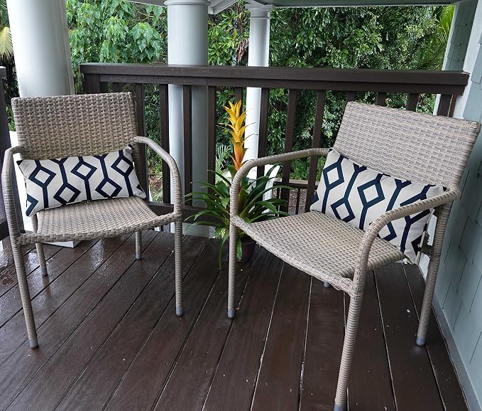 Indoor/Outdoor Polyester Fabric Lumbar Pillow Cover, All-Weather Waterproof Rectangular Cushion Case for Patio Furniture, 12 x 24 Set of 2 - Abstracts-75