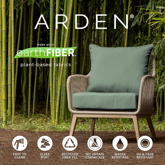 Arden Outdoor Deep Seat Cushion Set, earthFIBER, 24x24, Taupe Grey Stripe