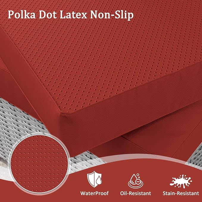 Outdoor Furniture Replacement Cushions, Waterproof Patio Furniture Cushions, 4" Deep Seat Outdoor Sectional Cushion for 3-Seat Outdoors Rattan Sofa Patio Sofa Cushion, Terra Red
