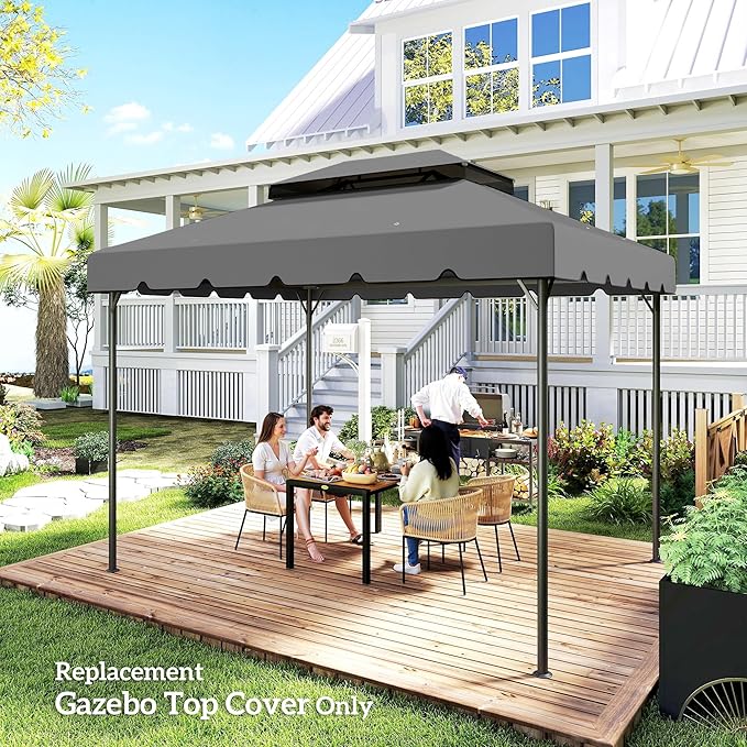 Outsunny 13' x 10' Gazebo Replacement Canopy, Gazebo Top Cover with Double Vented Roof for Outsunny 12.8' x 9.5' Frame for Garden Patio Outdoor (TOP ONLY), Light Gray