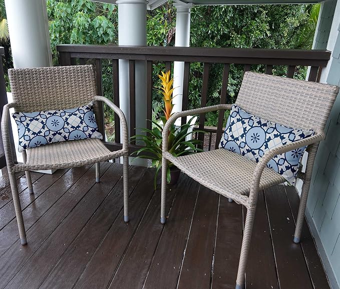 Indoor/Outdoor Polyester Fabric Lumbar Pillow Cover, All-Weather Waterproof Rectangular Cushion Case for Patio Furniture, 12 x 20 Set of 2 - Mandala-75