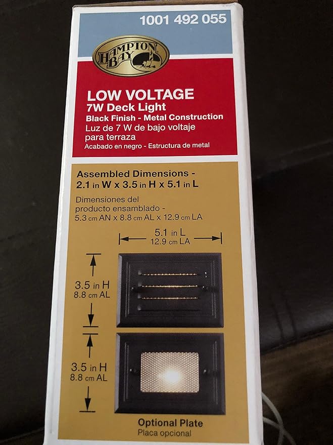 Hampton Bay Low Voltage 7-Watt Black Halogen Half Brick Deck Light