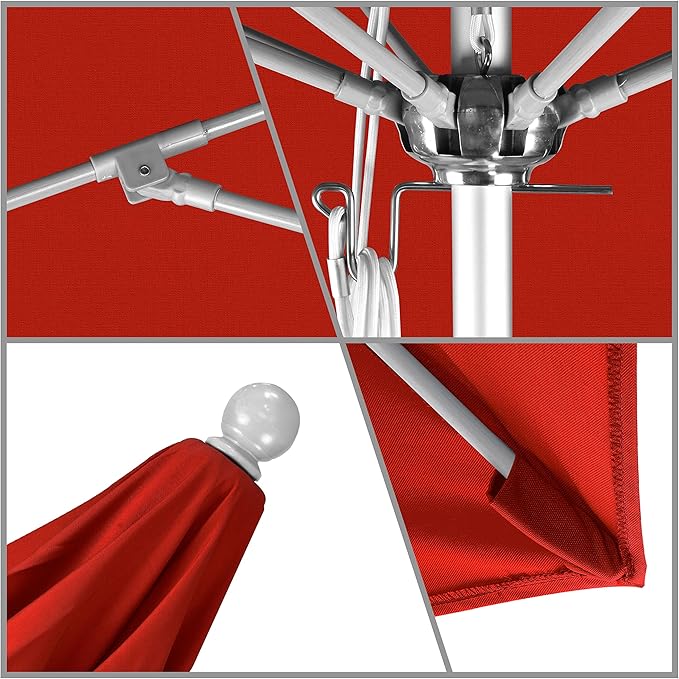 California Umbrella 7.5' Rd. Venture Series Contract Grade Patio Umbrella, Push Open Pin Stop, Silver Finish, Sunbrella Spectrum Cilantro