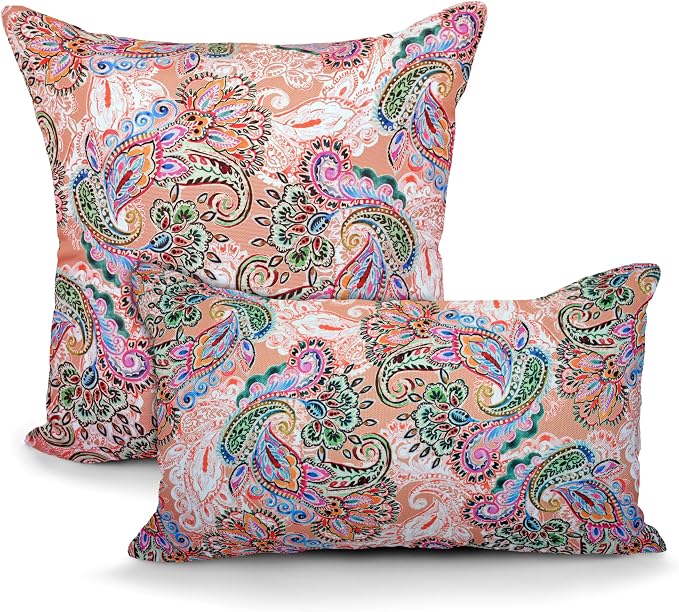 COZY TRENDS Decorative Indoor Outdoor Waterproof Throw Pillows with Inserts - Stylish Comfort for Your Patio Furniture, Garden Chairs, or Indoor Décor (18''X18'', Pink)