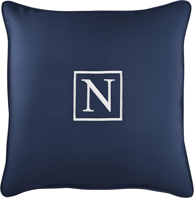 Sorra Home AMZ135911SP 18 N Embroidered Lumbar Pillow, N-Navy-13 in x 20 in, Sunbrella - Canvas Navy