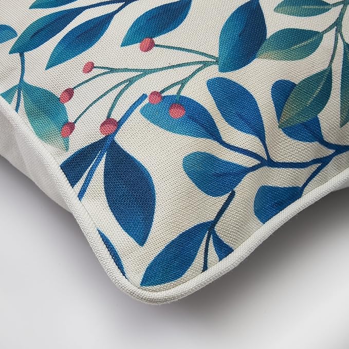 Fab Habitat Indoor/Outdoor Throw Pillow Made from Recycled Polyester Yarn - Double Sided, Stain Resistant, Machine Washable - Patio, Porch, Living Room - Rainforest - White Multi Floral (20" x 20")