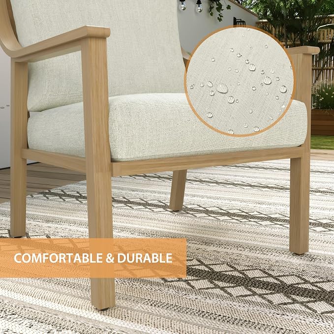 HAPPATIO 4-Piece Outdoor Patio Furniture Set for 5, Aluminum Outdoor Conversation Set Includes 1 Three-Seater Sofa, 2 Armchairs, and 1 Coffee Table, Perfect for Porch, Deck, Garden, (Beige)