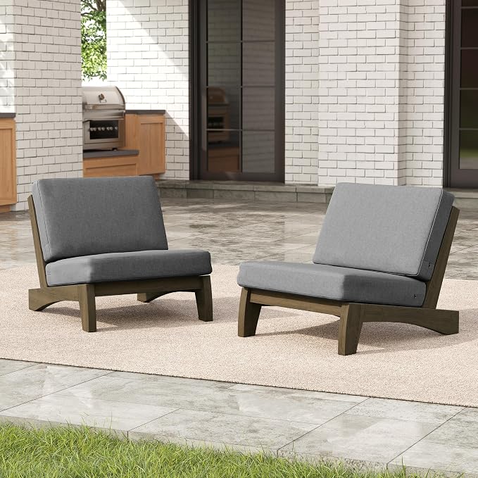 Pia Ricoo 4 Piece Patio Furniture Sets, Outdoor Loveseat Sofa Set with 2 Chairs & Coffee Table, Patio Conversation Set for Backyard, Deck, Lawn, Gray