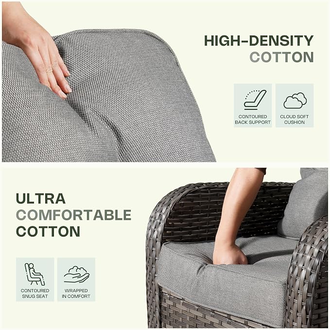 Patio Furniture Set, Outdoor Wicker Chairs of 2, Modern Rattan Outdoor Chairs Conversation Set, All Weather High Back Patio Sofa with Comfy Cushions for Porch, Balcony, Garden, Dark Gray
