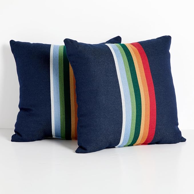 Sorra Home Pendleton Knife Edge Set of 2 Decorative Outdoor Pillow, 18 in, Crater Lake Surf 2 Pound