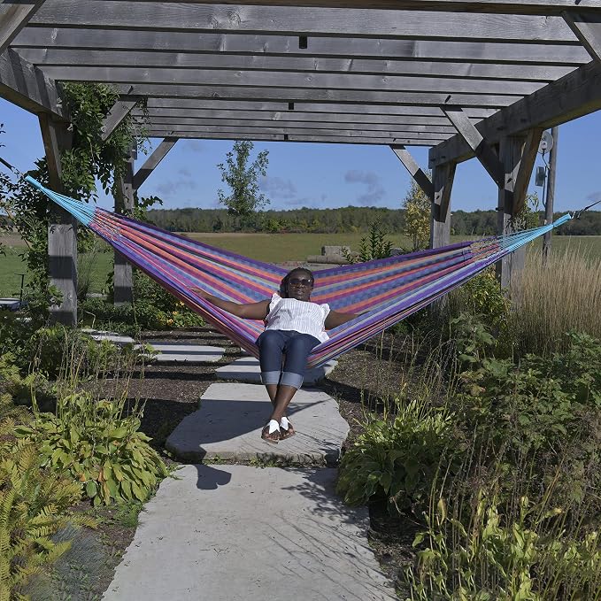 Vivere Latin Hammock Collection – Vibrant 100% Cotton Double Hammock, Supports 2 Adults - 450 lb Capacity (Bella Vida)