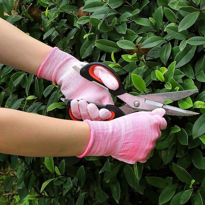 6 Pairs Gardening Gloves for Women - Breathable Rubber Coated Garden Gloves, Multi-purposes Gardening Gloves