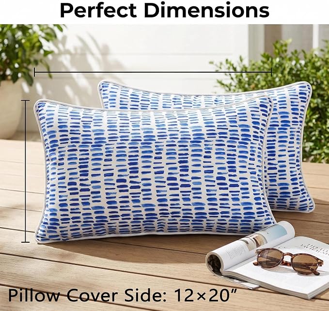 JMGBird Throw Pillows Outdoor Accent Pillows Sunbrella Pillows for Couch | 12x20 Pillow Insert Outdoor Lumbar Pillows Waterproof Outdoor Pillow covers with Inserts for Patio Furniture