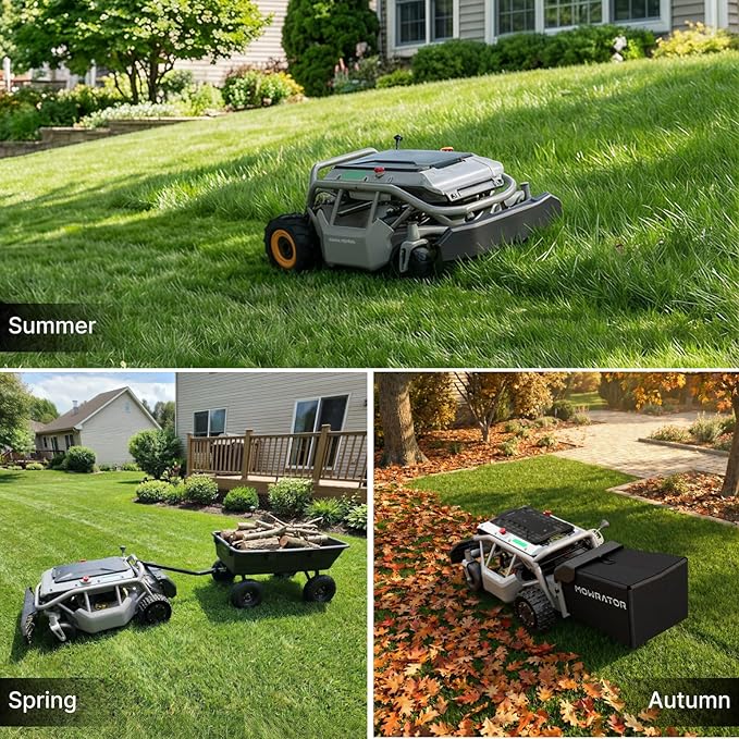 Mowrator S1 2WD 56V 12Ah Remote Control Lawn Mower, 45% (24°) Slope, Upgraded with Deformable Tires & Metal Hubcaps, 21" Steel Blade, 1.8–4.6" Height, Covers up to 0.75 Acre, Mulching Blade Included