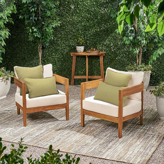 Outdoor Patio Furniture Pillows 18x18 inch,Outdoor Throw Pillows with Inserts,Decorative Pillows for Garden Couch Home Sofa Office Chair,2 Pack,Ginger Yellow