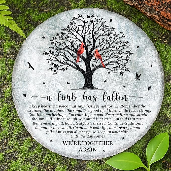 8'' Memorial Garden Stone for Loss of Loved One, Garden Stones in Memory of Loved Ones, Sympathy Gift Fathers Day, Weatherproof Outdoor Memorial Plaques, Remembrance Natural Stone with Stand HS8-8