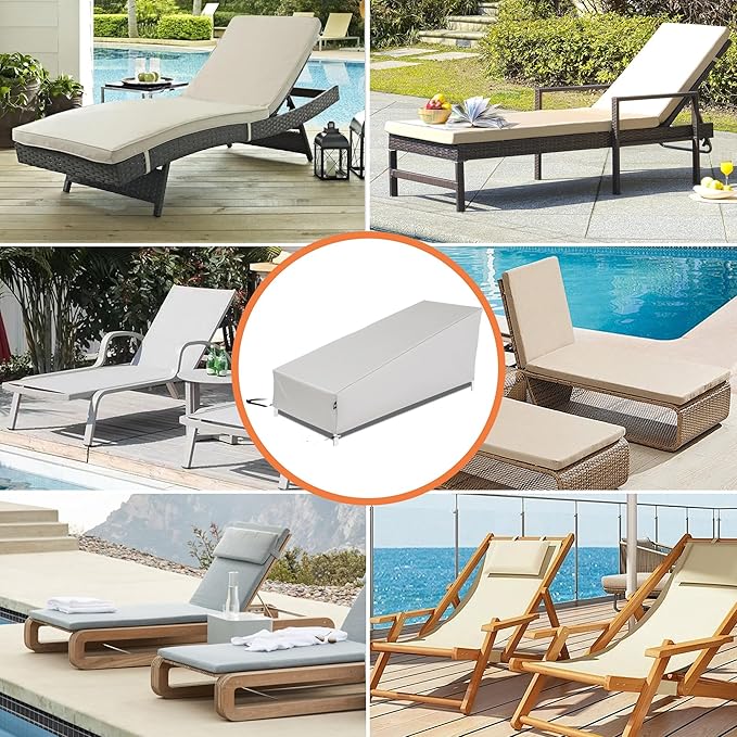 Patio Chaise Lounge Cover, Waterproof Lounge Chair Covers, Heavy Duty Patio Furniture Covers for Outside, Pool， Lounge Chair, Lawn Bench Furniture 76Lx28Wx30H inch