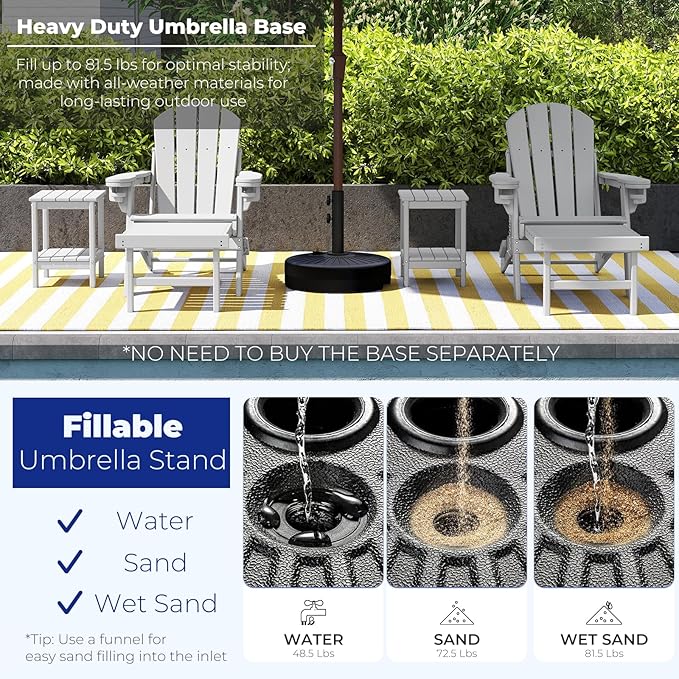 BRIOPAWS 6.5X10 FT Rectangular Patio Umbrella with Base Included | Rectangle Outdoor Umbrellas | 6 Sturdy Steel Ribs | Push Button Tilt & Crank | Heavy Duty for Garden Lawn Deck Backyard Pool |