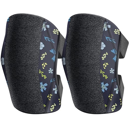 Garden Knee Pads for Women, Lightweight Waterproof KneePads for Gardening, Anti Slip Leather Foam Padding Kneeling Pads for Flooring and Carpet Cleaning, House work, Gardening Maintain, Knee Protector, Blue Flower