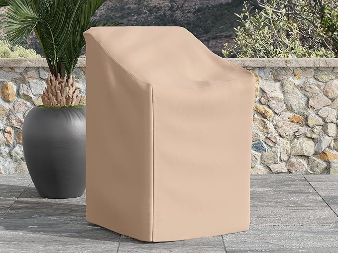 Covermates Ultima Outdoor Chair Cover – Heavy-Duty 600D Polyester Patio Protection, Weather-Resistant, Drawcord Hem, Mesh Vents, Fits Garden & Deck Chairs, 28W x 34D x 38H - Set of 2, Ripstop Tan