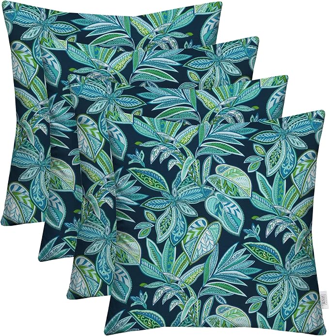 RSH DECOR Square Throw Pillows Set of 4, 20" x 20", Outdoor Pillows Waterproof, Crestwood Marine, Made in USA