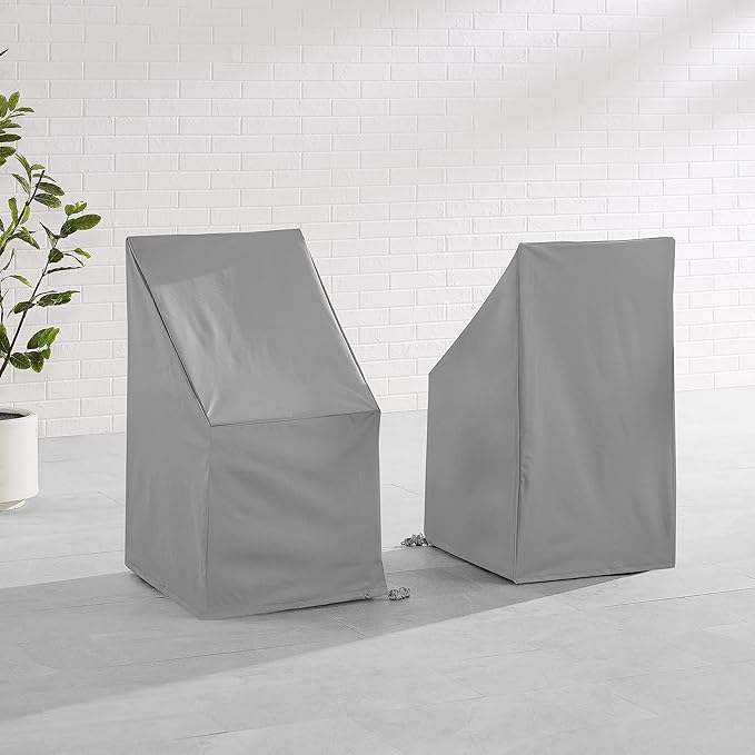 Crosley Furniture Patio Furniture Covers, Waterproof 2-Piece Outdoor Chair Cover Set for Dining Side Chairs, Gray