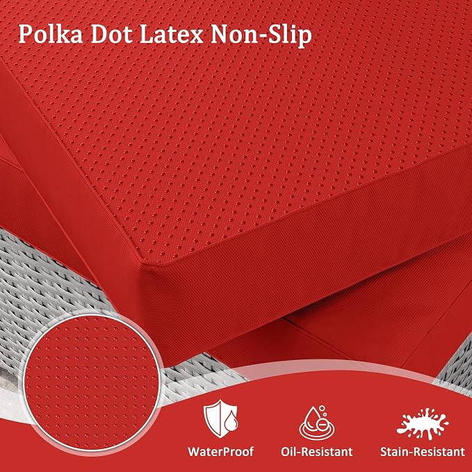 Outdoor Furniture Replacement Cushions, Waterproof Patio Furniture Cushions, 4" Deep Seat Outdoor Sectional Cushion for 3-Seat Outdoors Rattan Sofa Patio Sofa Cushion, Red