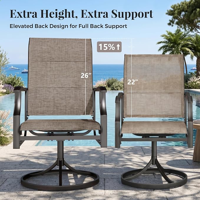 MIXPATIO Outdoor Dining Set for 8, Patio Metal Table and Swivel Chairs Set, 9 Piece Patio Furniture Set with Umbrella Hole for Backyard Deck