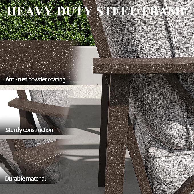 RoyalCraft Outdoor Patio Furniture Set, 5 Piece Patio Conversation Set with Fire Table and Ottomans, Metal Furniture Set for Porch Backyard Garden, Grey