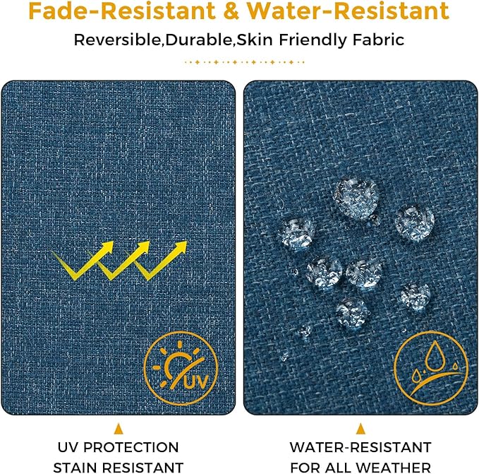 FUNHOME Outdoor Cushion Covers 18 x 18 x 4 inch,Set of 2,Non-Slip Grips Bottom,Replacement Cushion Covers for Garden Patio Furniture Couch Chair,Fade-Resistant Slipcover Only,No Insert(Denim Blue)