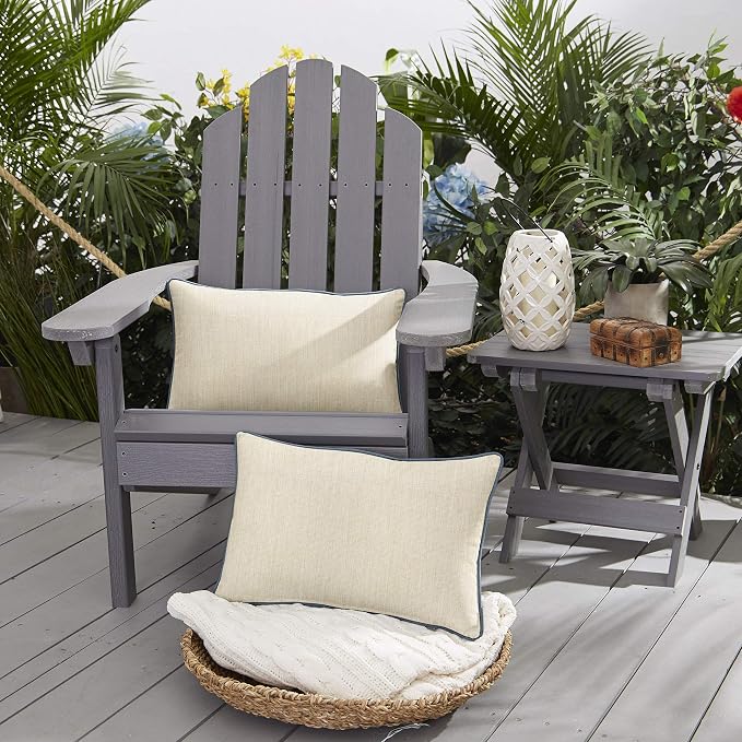 Sorra Home Outdoor Sunbrella Pillow Set, 12 in x 18 in, Pumice