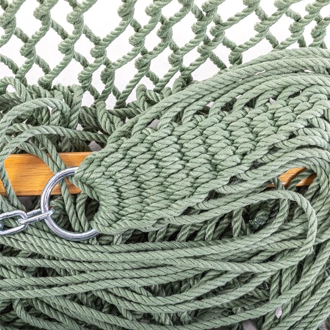 Original Pawleys Island Large Meadow DuraCord Rope Hammock – 13 ft. x 55 in., 2-Person, 450 lb Capacity, Oak Spreader Bar, Zinc-Plated Hardware, Handcrafted in the USA