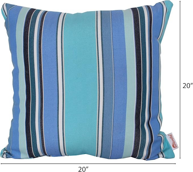 Outdoor/Indoor Sunbrella Throw Pillow Cover Only Square Set of 2 Pieces 20 inch x 20 inch Dolce Oasis Stripe - Insert Not Included