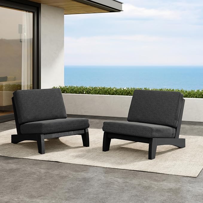 2 Pieces Patio Furniture Sets, All-Weather Outdoor Wood Bistro Set Patio Conversation Chiarsfor Balcony, Backyard