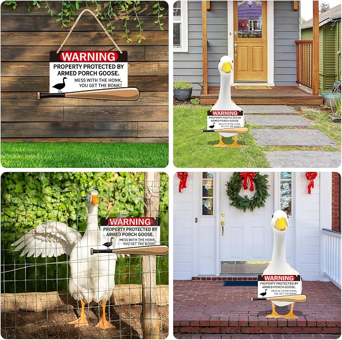 Porch Goose Sign Mess With The Honk You Get The Bonk Goose Armed Sign For Home Kitchen Restaurant Coffee Bar Wall Decor Art Bar Background Wall Decoration Yard Porch Lawn