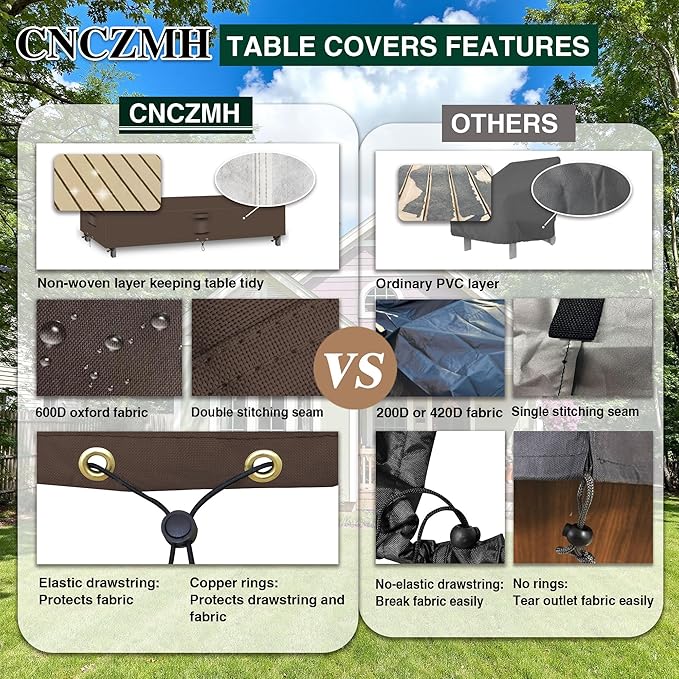 Heavy Duty Patio Furniture Covers Waterproof, 600D Outdoor Furniture Cover Waterproof for Sectional Sofa Couch, Outdoor Dining Table and Chair Set Covers 110''L x 84''W x 28''H, Brown