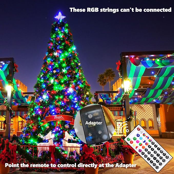 Joomer Christmas String Lights - 100FT 300LED Plug-in RGB String Lights | with Remote, Waterproof Outdoor Indoor with Timer Memory Function for Tree, Yard, Christmas Decor (Non-Connectable)