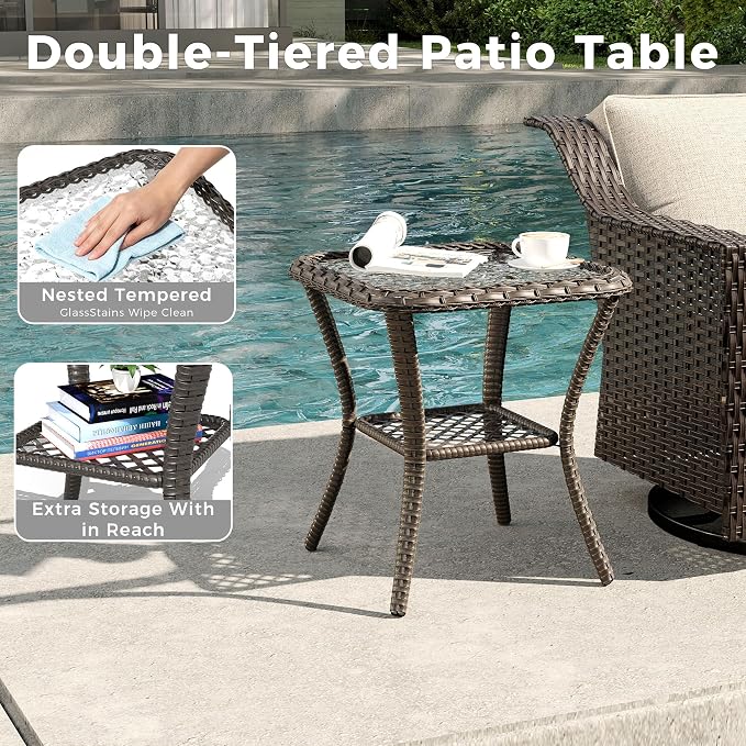 7 Pieces Patio Conversation Furniture Set - 1 Sofa, 2 Ottomans, 4 Armchairs, Outdoor Wicker Furniture with Removable Cushions for Porch, Balcony, Sunroom (Beige)