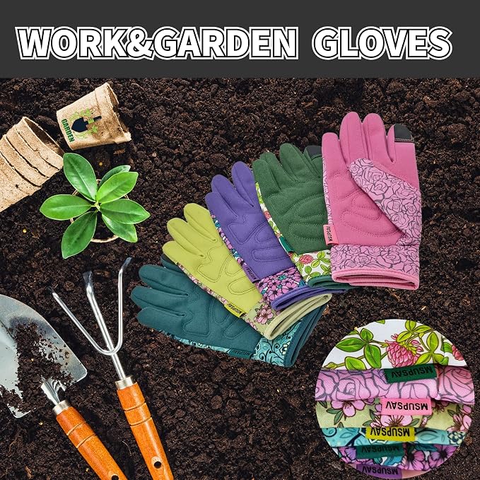 Cute Pattern Gardening Gloves,Thornproof Garden Glove,Gardener Gift | Gardening Gifts for Women,Touchscreen,Tender Thornproof,Cute Pattern,Protection Palm,Machine Washable,Adjustable Cuff