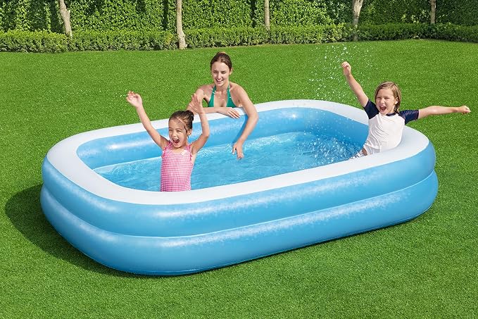 Bestway 54006 Family Rectangular Inflatable Pool, 262 x 175 x 51 cm, Blue/White