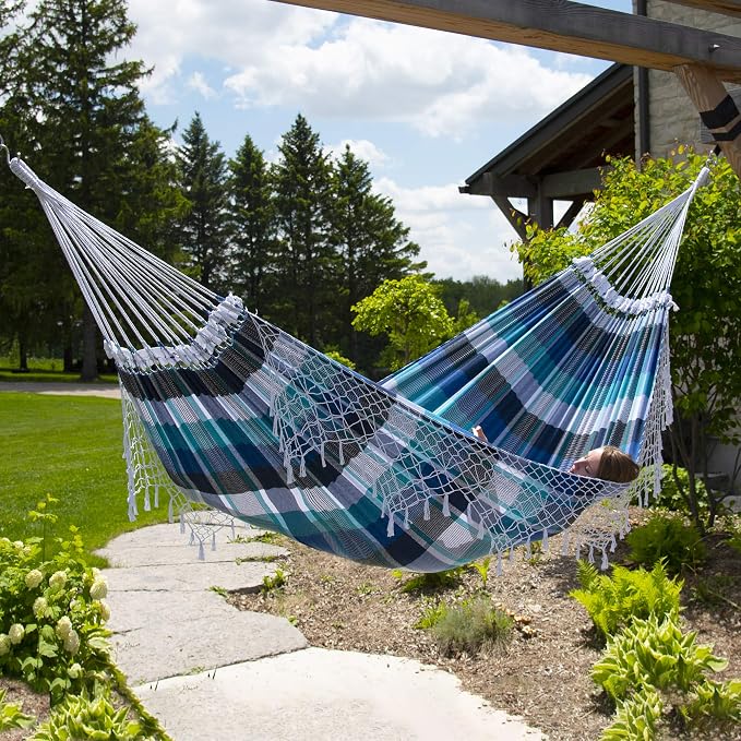 Vivere Authentic Brazilian Cotton Hammock - 450 lb Capacity (Marina)