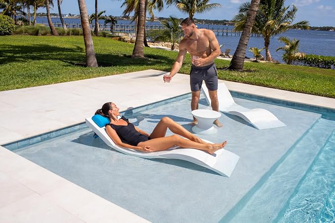 REZVANI Pool Lounge Chair Pillow. Lounger Headrest for in Pool Ledge. Adirondack Chair Head Pillow. for Beach Chair and Chaise Lounge. Spa Pillow for Outdoor Hot Tub (Sapphire Wave)