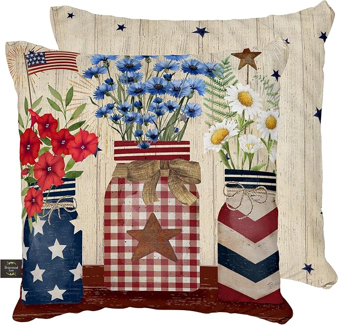 Briarwood Lane Summer Indoor/Outdoor Pillow 17x17 Welcome American Mason Jars for Summer Pillow