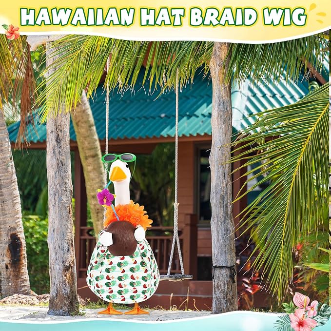 Bikini Porch Goose Outfits with Sunglasses and Swimming Tube for 23" Summer Goose Costume Garden Patio Statue Decor(Coconut)