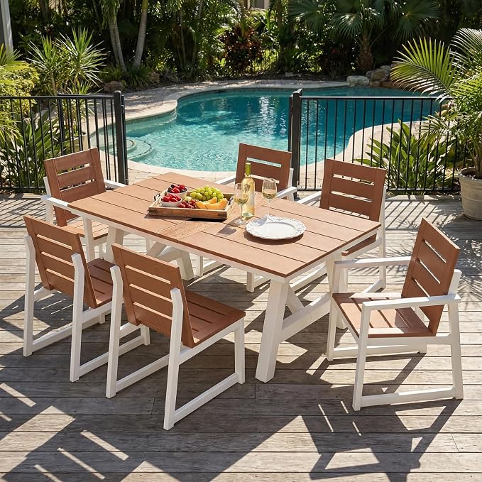 Costaelm Stinson Outdoor Patio HDPE Dining Side Chair, Teak