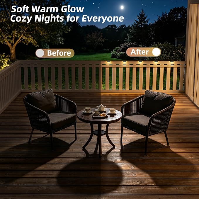 VOLISUN 12 Pack Solar Deck Lights Outdoor, Warm White LED Solar Step Lights for Outside, Waterproof Fence Light for Patio, Deck, Stairs, Yard, Pool and Porch (Black)