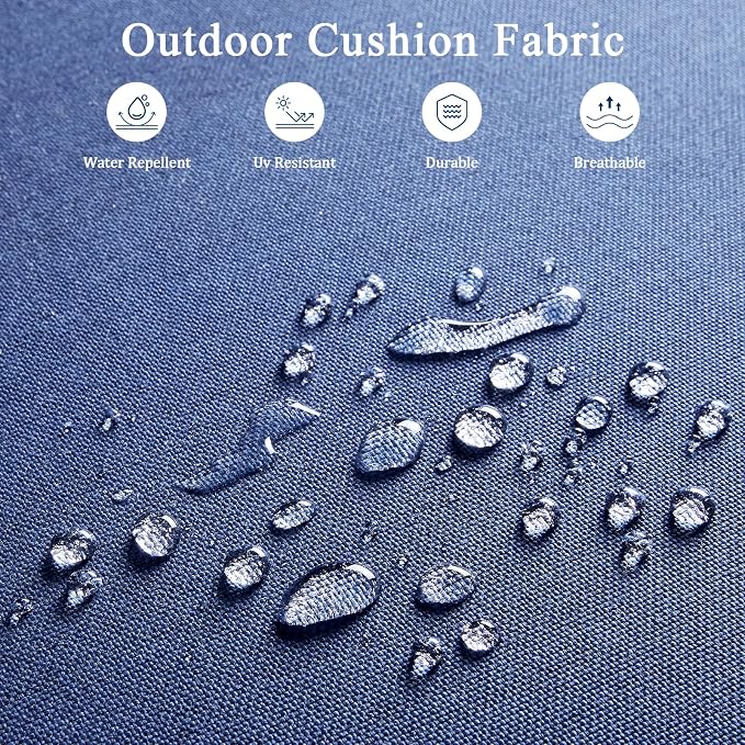 Luxury Patio Furniture sofa Set - 6 Pieces All Weather Wicker Outdoor Couch and High Back Swivel Rocker Patio Chairs with Glass coffee table for Deck Yard and Poolside Gray Wicker | Blue Cushions